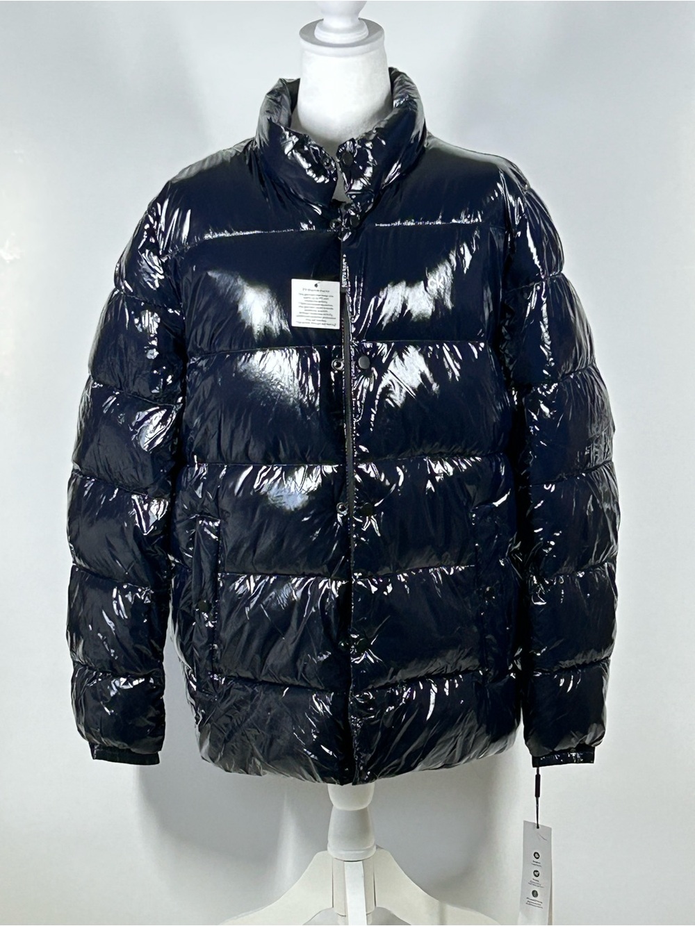 Calvin Klein NWT Shiny Black Puffer Jacket Water Resistant Sorona Aura Sz M